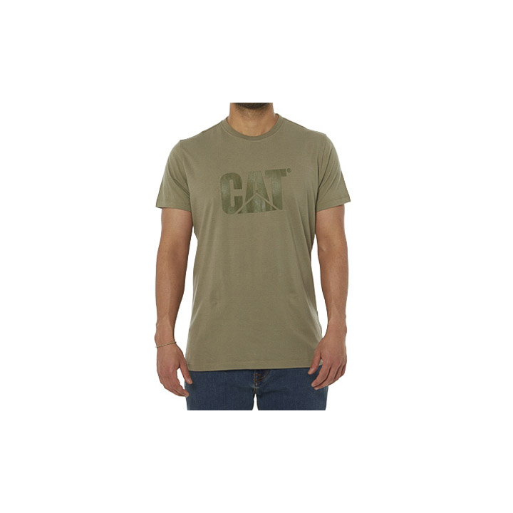 Caterpillar Original Logo - Mens T-Shirts - Green - NZ (241SKRXUP)